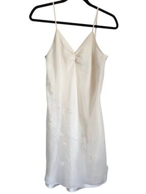 Valerie Stevens Vintage Ivory Beaded Slip Dress – Size S